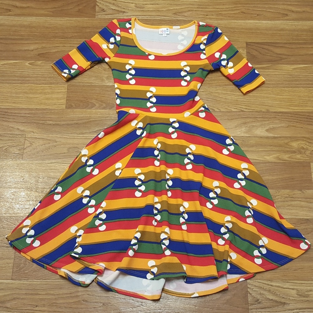 LULAROE Extra Small Nicole Dress Multi Colored
